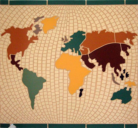 Fresque représentant une planisphère Planisphère en mosaïque